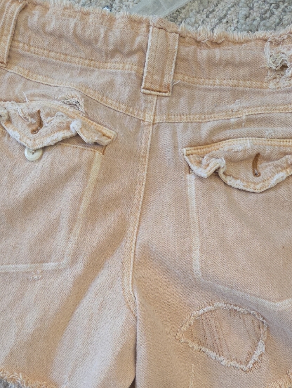Free People Soft Peach Denim Shorts with Rope Accent - Picture 6 of 9
